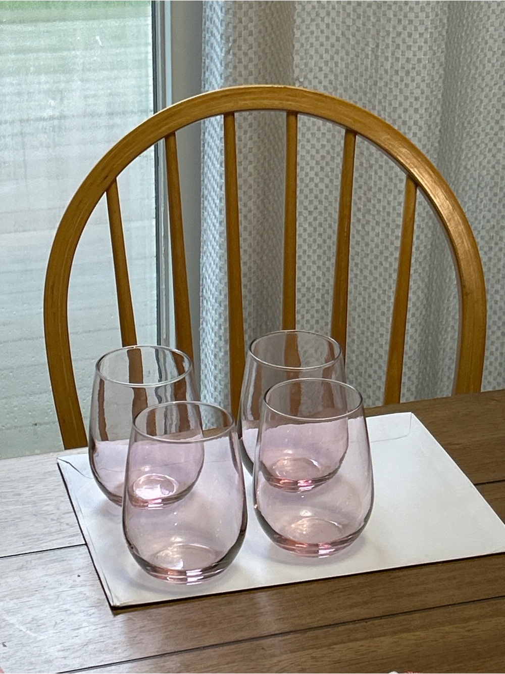 Set of 4 Pink Stemless Wine Glasses - Elegant Home Dining Glassware